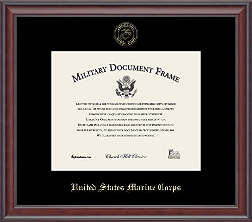 Church Hill Classics United States Marine Corps Certificate Frame - Featuring Studio Moulding - Horizontal Orientation - Officially Licensed - Document Size 10" x 8"