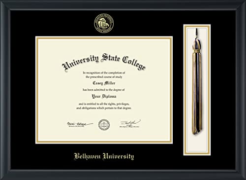 Belhaven University - Officially Licensed - Gold Embossed Tassel Diploma Frame - Document Size 11" x 8.5"