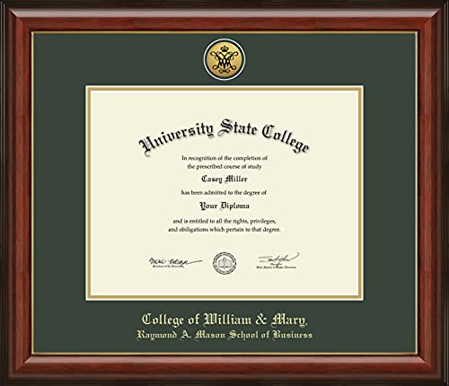 College of William & Mary Raymond A. Mason School of Business - Officially Licensed - Gold Medallion Diploma Frame - Document Size 13" x 10"