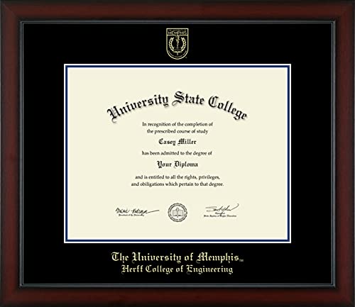 The University of Memphis Herff College of Engineering - Officially Licensed - Bachelor's/Master's/Pre-2010 PhD - Gold Embossed Diploma Frame - Document Size 14" x 11"