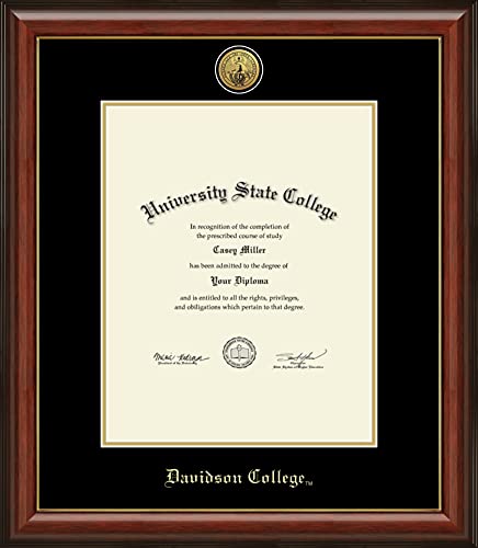 Davidson College - Officially Licensed - Gold Medallion Diploma Frame - Document Size 11.5" x 14.5"