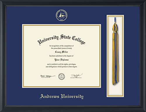 Andrews University - Officially Licensed - Gold Embossed Tassel Diploma Frame - Document Size 10" x 8"