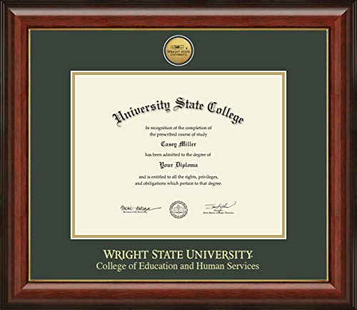 Wright State University College of Education and Human Services - Officially Licensed - Gold Medallion Diploma Frame - Document Size 11" x 8.5"