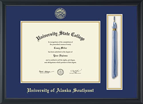 University of Alaska Southeast - Officially Licensed - Gold Embossed Tassel Diploma Frame - Document Size 11" x 8.5"