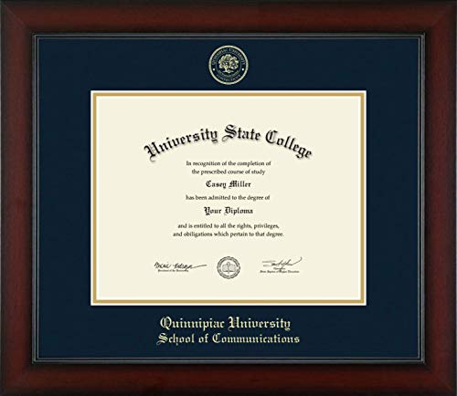 Quinnipiac University School of Communications - Officially Licensed - Bachelor's - Gold Embossed Diploma Frame - Document Size 11" x 8.5"