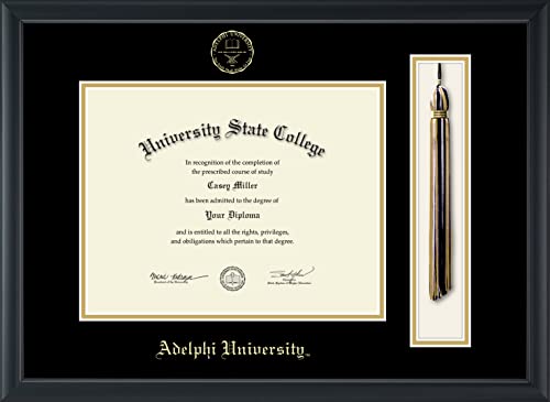 Adelphi University - Officially Licensed - Gold Embossed Tassel Diploma Frame - Document Size 11" x 8.5"