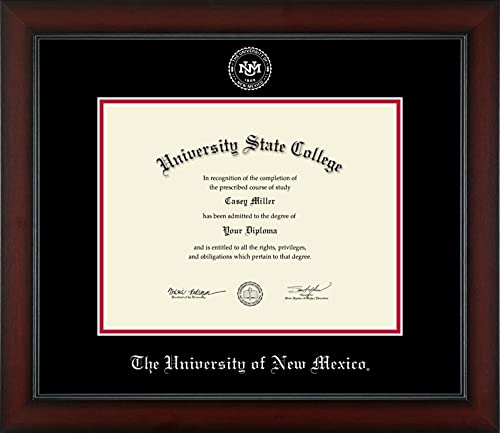 The University of New Mexico - Officially Licensed - Bachelor's/Master's - Silver Embossed Diploma Frame - Document Size 11" x 8.5"