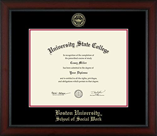 Boston University School of Social Work - Officially Licensed - Gold Embossed Diploma Frame - Document Size 14" x 11"