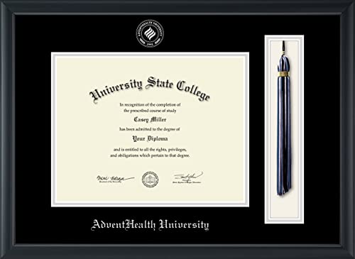 AdventHealth University - Officially Licensed - Silver Embossed Tassel Diploma Frame - Document Size 11" x 8.5"