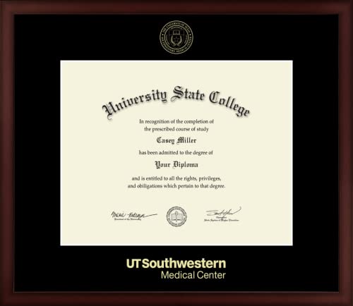 University of Texas Southwestern Medical Center - Officially Licensed - Bachelor's - Gold Embossed Diploma Frame - Document Size 20" x 16"