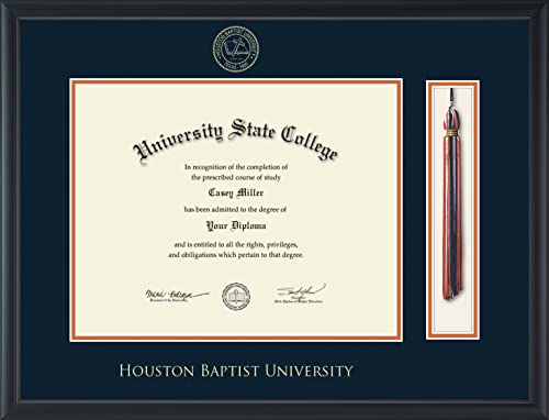 Houston Baptist University - Officially Licensed - Gold Embossed Tassel Diploma Frame - Document Size 14" x 11"