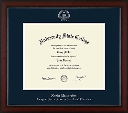 Xavier University College of Social Sciences, Health and Education - Officially Licensed - PhD - Silver Embossed Diploma Frame - Document Size 17" x 14"