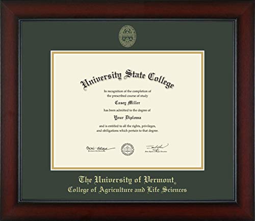 The University of Vermont College of Agriculture and Life Sciences - Officially Licensed - Bachelor's - Gold Embossed Diploma Frame - Document Size 11" x 8.5"