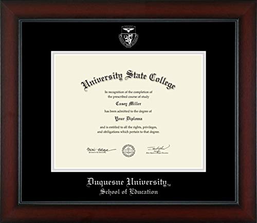 Duquesne University School of Education - Officially Licensed - Bachelor's/Master's - Silver Embossed Diploma Frame - Document Size 11" x 8.5"