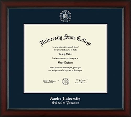 Xavier University School of Education - Officially Licensed - PhD - Silver Embossed Diploma Frame - Document Size 17" x 14"