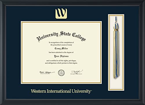 Western International University - Officially Licensed - Gold Embossed Tassel Diploma Frame - Document Size 11" x 8.5"