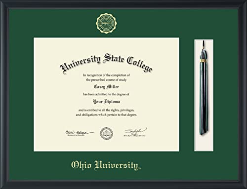 Ohio University - Officially Licensed - Bachelor's/Master's - Gold Embossed Tassel Diploma Frame - Document Size 14" x 11"