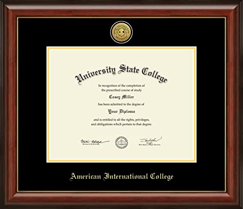 American International College - Officially Licensed - Gold Medallion Diploma Frame - Document Size 13" x 10"