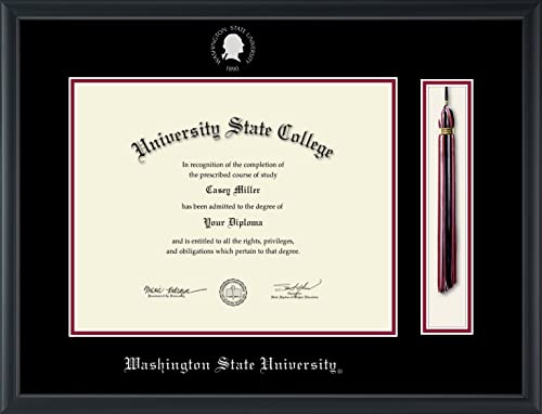 Washington State University - Officially Licensed - Silver Embossed Tassel Diploma Frame - Document Size 14" x 11"