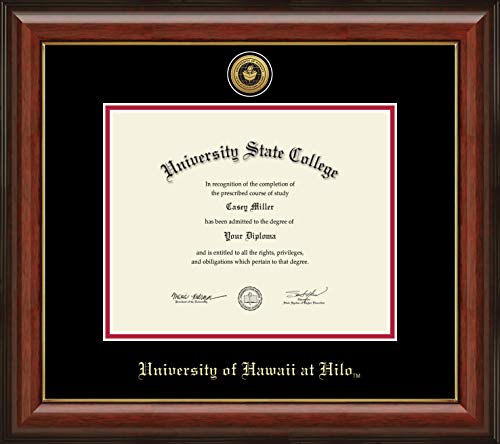 University of Hawaii at Hilo - Officially Licensed - Gold Medallion Diploma Frame - Document Size 10" x 8"