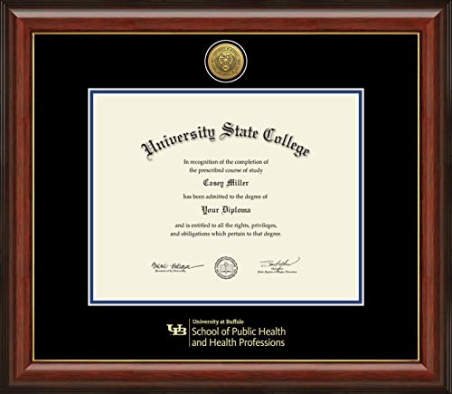 University at Buffalo School of Public Health and Health Professions - Officially Licensed - Gold Medallion Diploma Frame - Document Size 12.5" x 9.75"