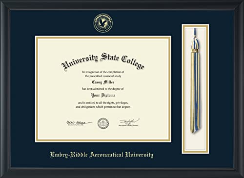 Embry-Riddle Aeronautical University - Officially Licensed - Gold Embossed Tassel Diploma Frame - Document Size 11" x 8.5"