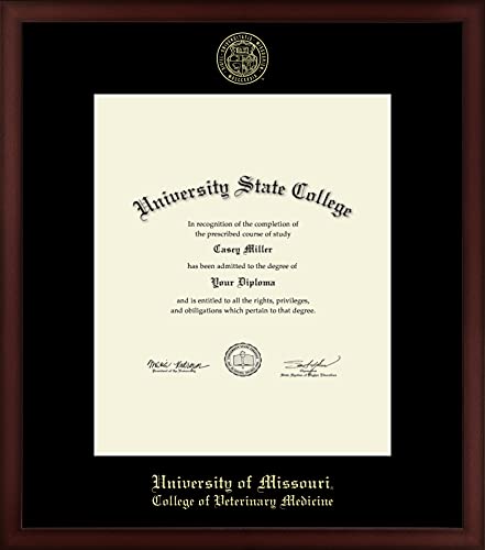 University of Missouri Columbia College of Veterinary Medicine - Officially Licensed - Pre-Spring 2021 PhD - Gold Embossed Diploma Frame - Document Size 14" x 17"