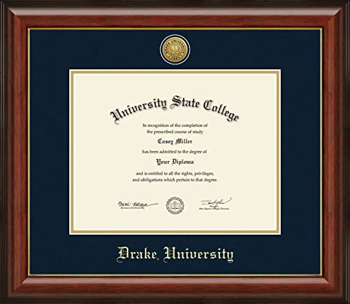 Drake University - Officially Licensed - Gold Medallion Diploma Frame - Document Size 11" x 8.5"