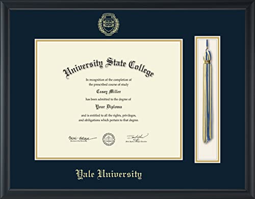 Yale University - Officially Licensed - Gold Embossed Tassel Diploma Frame - Document Size 12.625" x 10.313"