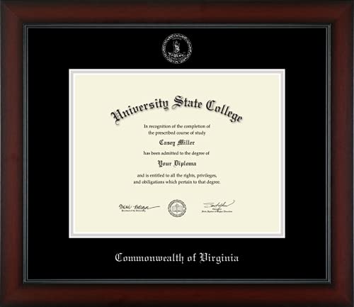 Commonwealth of Virginia - Officially Licensed - Silver Embossed Official State Seal Document Frame - Certificate Size 11" x 8.5"