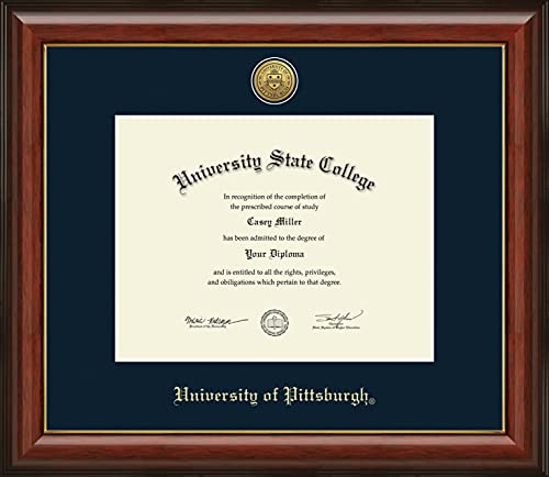 University of Pittsburgh - Officially Licensed - Gold Medallion Diploma Frame - Document Size 11" x 8.5"