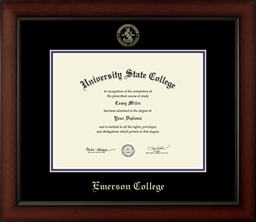 Emerson College - Officially Licensed - Pre-December 2021 Bachelor's/Master's/PhD - Gold Embossed Diploma Frame - Document Size 11" x 8.5"