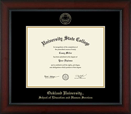 Oakland University School of Education and Human Services - Officially Licensed - Gold Embossed Diploma Frame - Document Size 11" x 8.5"