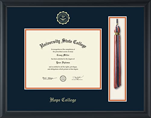 Hope College - Officially Licensed - Gold Embossed Tassel Diploma Frame - Document Size 9" x 7"