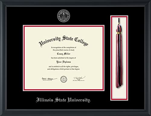 Illinois State University - Officially Licensed - Silver Embossed Tassel Diploma Frame - Document Size 10" x 8"