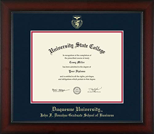 Duquesne University John F. Donahue Graduate School of Business - Officially Licensed - Bachelor's/Master's - Gold Embossed Diploma Frame - Document Size 11" x 8.5"