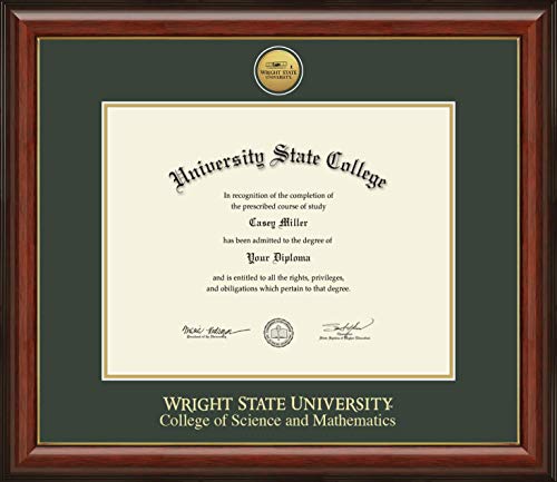 Wright State University College of Science and Mathematics - Officially Licensed - Gold Medallion Diploma Frame - Document Size 14" x 11"