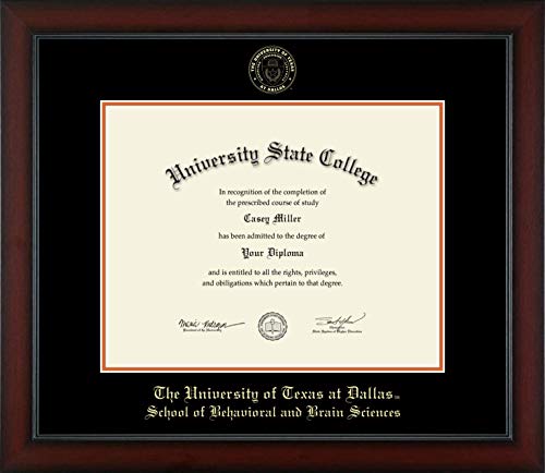 The University of Texas at Dallas School of Behavioral and Brain Sciences - Officially Licensed - Gold Embossed Diploma Frame - Document Size 14" x 11"