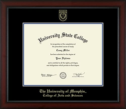 The University of Memphis College of Arts and Sciences - Officially Licensed - Bachelor's/Master's/Pre-2010 PhD - Gold Embossed Diploma Frame - Document Size 14" x 11"