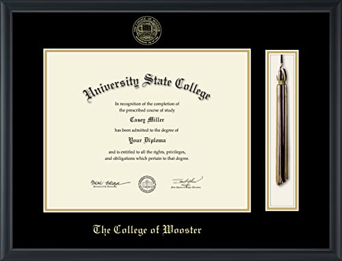 The College of Wooster - Officially Licensed - Gold Embossed Tassel Diploma Frame - Document Size 14" x 11"