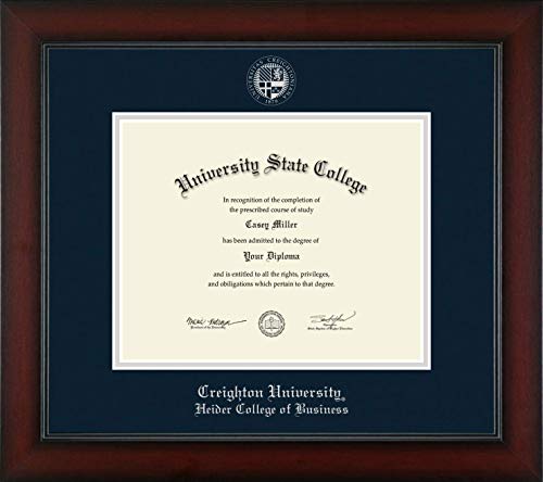 Creighton University Heider College of Business - Officially Licensed - Bachelor's/Master's - Silver Embossed Diploma Frame - Document Size 10" x 8"