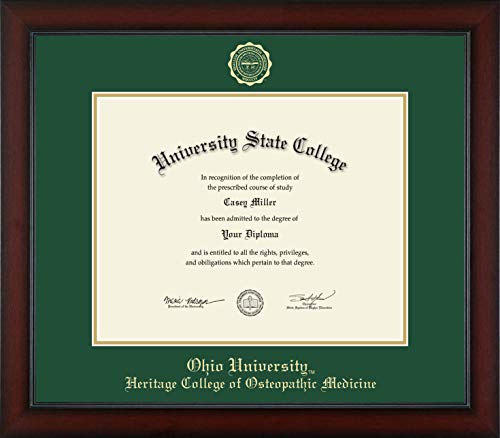 Ohio University Heritage College of Osteopathic Medicine - Officially Licensed - PhD - Gold Embossed Diploma Frame - Document Size 15" x 12"