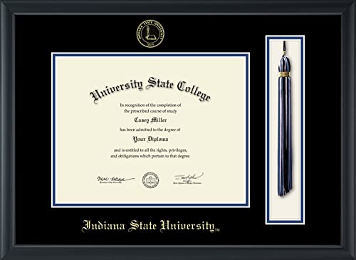 Indiana State University - Officially Licensed - Bachelor's/Master's - Gold Embossed Tassel Diploma Frame - Document Size 11" x 8.5"