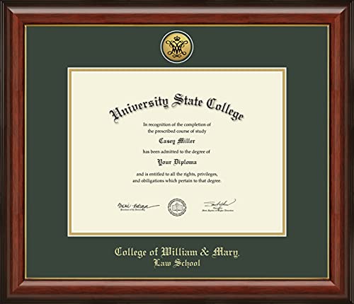 College of William & Mary Law School - Officially Licensed - Gold Medallion Diploma Frame - Document Size 13" x 10"