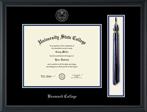 Broward College - Officially Licensed - Silver Embossed Tassel Diploma Frame - Document Size 10" x 8"