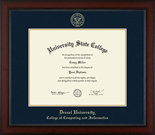 Drexel University College of Computing and Informatics - Officially Licensed - Gold Embossed Diploma Frame - Document Size 14" x 11"