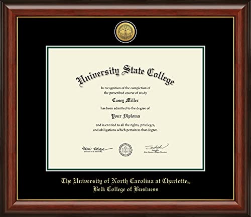 Framerly For The University of North Carolina at Charlotte Belk College of Business - Officially Licensed - Gold Medallion Diploma Frame - Document Size 14" x 11"