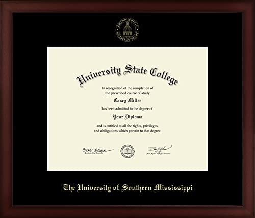 The University of Southern Mississippi - Officially Licensed - Gold Embossed Diploma Frame - Document Size 11" x 8.5"