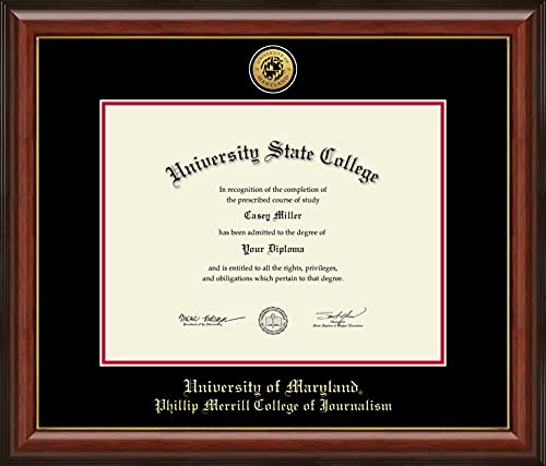 University of Maryland, College Park Phillip Merrill College of Journalism - Officially Licensed - Gold Medallion Diploma Frame - Document Size 17" x 13"