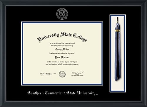 Southern Connecticut State University - Officially Licensed - Silver Embossed Tassel Diploma Frame - Document Size 11" x 8.5"